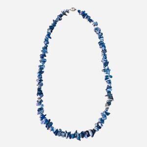 Blue Striated Stone Chips Beaded Necklace